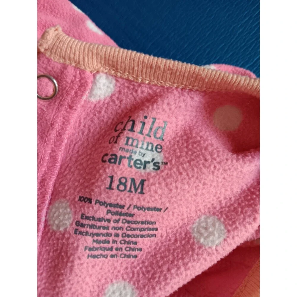 jumper 18 month Carters girl Pink Polka Dot With Bear one piece outfit baby